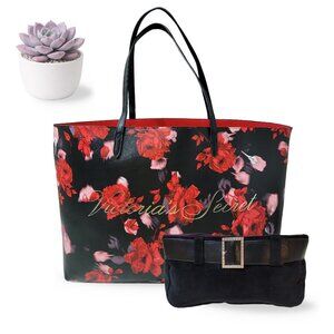 Victoria’s Secret Floral Tote + Rhinestone Belt Buckle Clutch 2-Piece Set